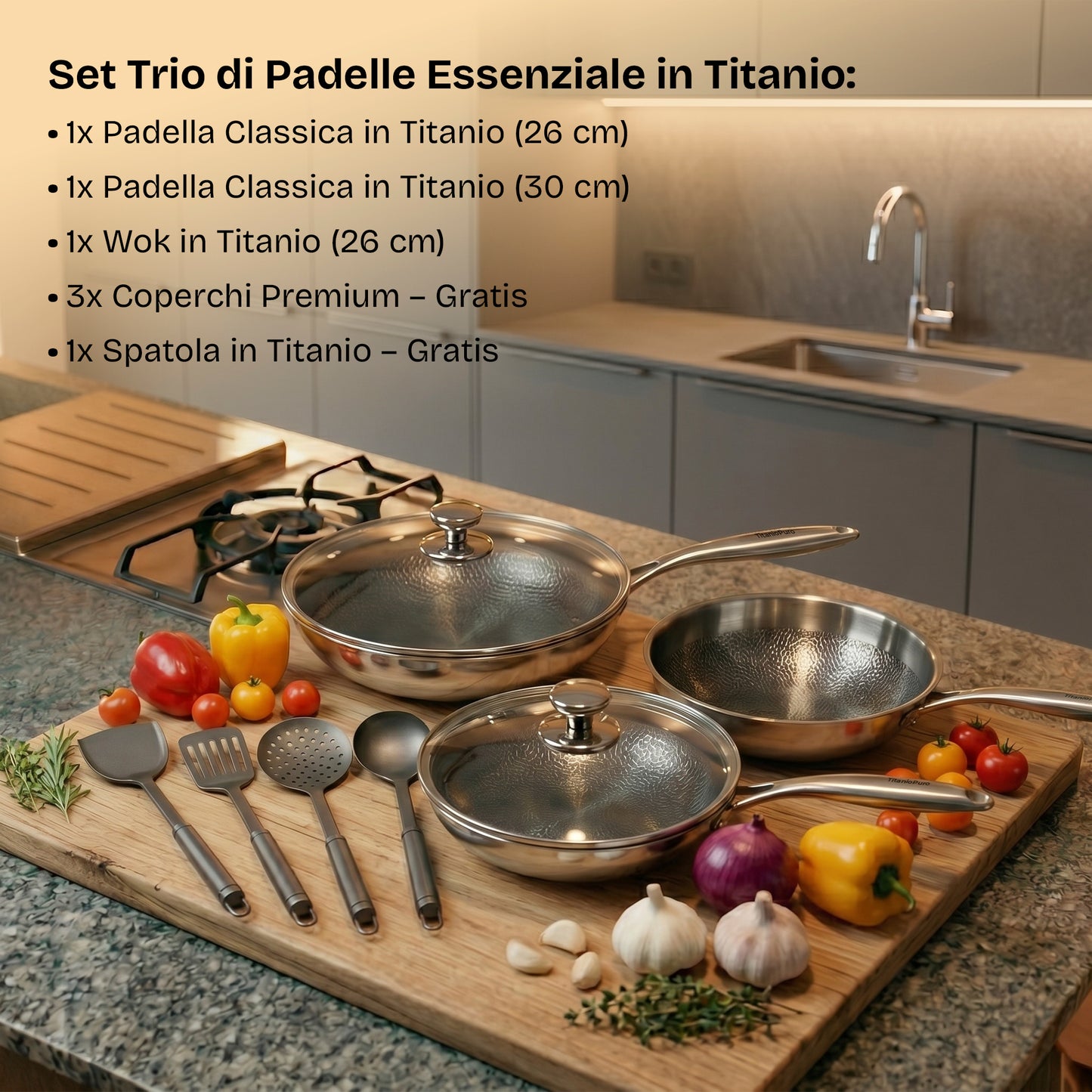 Set Trio di Padelle Essenziale